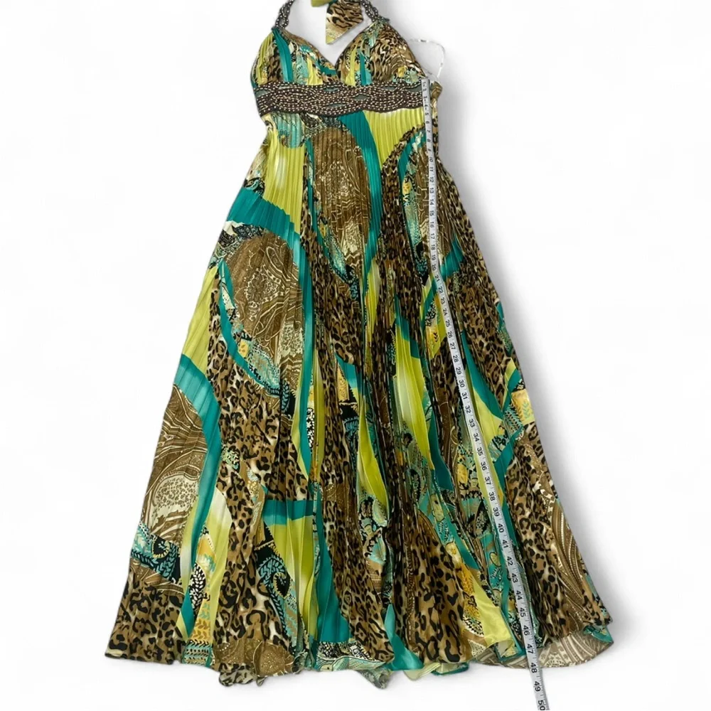 BICICI. Vibrant Multicolor Halter Maxi Dress with “matching shawl/wrap.”
Size. L - Picture 9 of 16